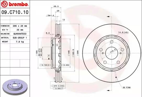 BREMBO Brake disc Article number: 09.C710.11 cheaply