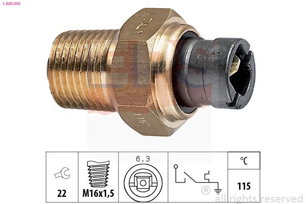EPS 1.840.000 Temperature Switch, coolant warning lamp PRISMA 1.5 (831AB) 75 PS Petrol 1992