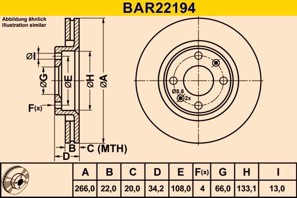 Barum Brake disc Article number: BAR22194 cheaply