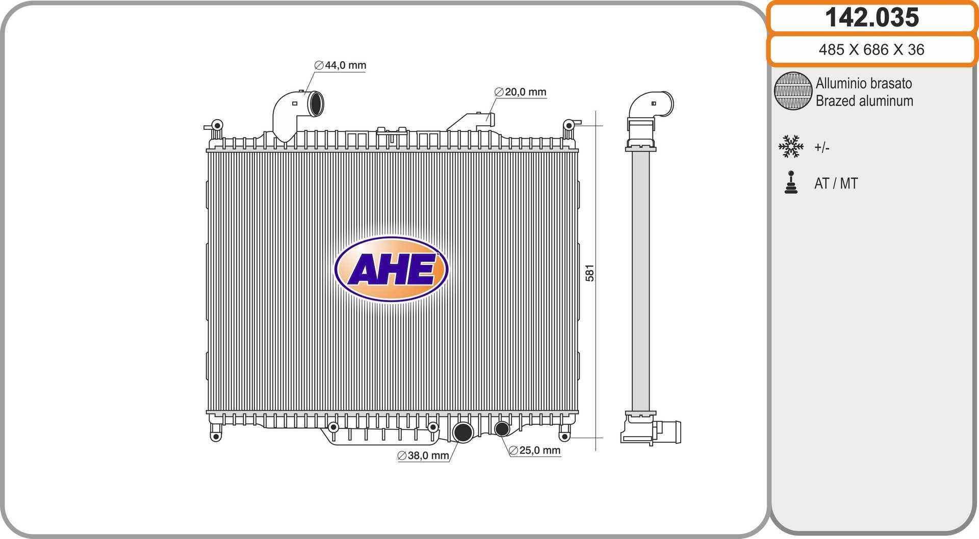 AHE Radiaator, mootorijahutus Artikli number: 142.035 soodsalt