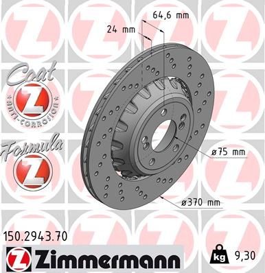 ZIMMERMANN Bremseskive Varenummer: 150.2943.70 billige