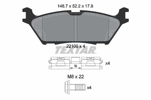 TEXTAR Brake pad set Article number: 2210001 cheaply
