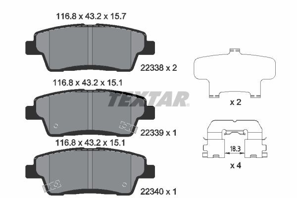 TEXTAR Brake pad set Article number: 2233801 cheaply
