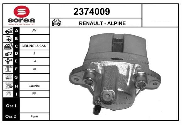 EAI Bremsecaliper artikkelnummer: 2374009 billig