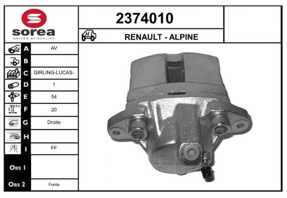 EAI Bremsecaliper artikkelnummer: 2374010 billig