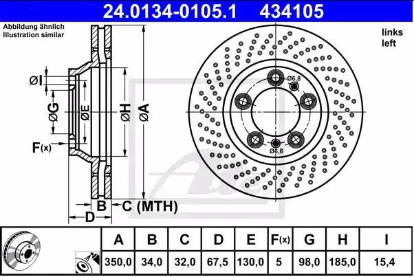 ATE Brake disc Article number: 24.0134-0105.1 cheaply