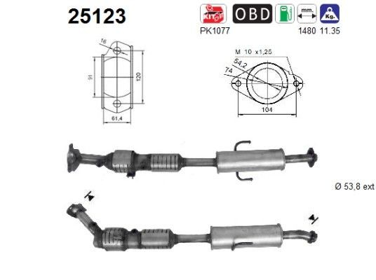 AS Catalytic converter Article number: 25123 cheaply