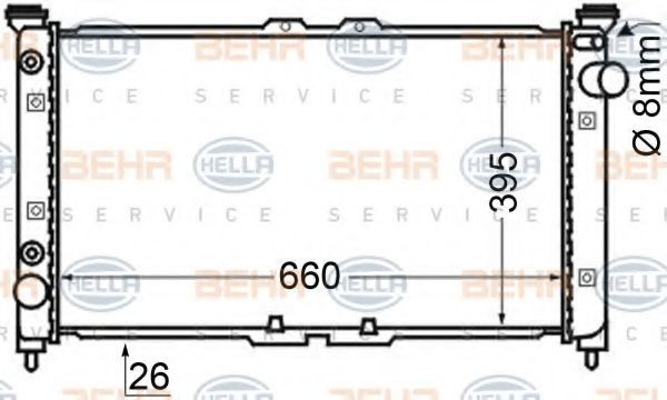 HELLA Køler, motorkøling Varenummer: 8MK 376 705-591 billige
