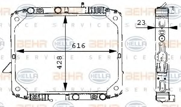 HELLA Engine radiator Article number: 8MK 376 709-701 cheaply