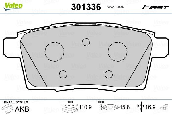 VALEO Brake pad set Article number: 301336 cheaply