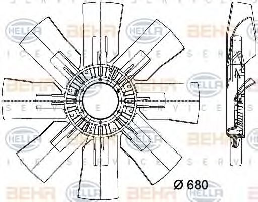HELLA Ventilatorhjul, motorkøling Varenummer: 8MV 376 733-121 billige