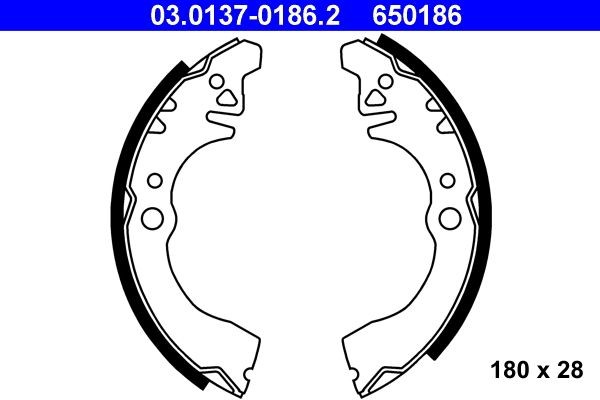 ATE Brake Shoe Set Article number: 03.0137-0186.2 cheaply