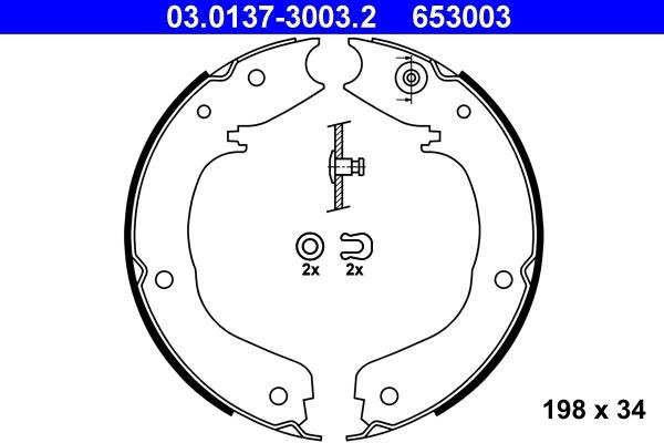 ATE Handbrake shoes Article number: 03.0137-3003.2 cheaply