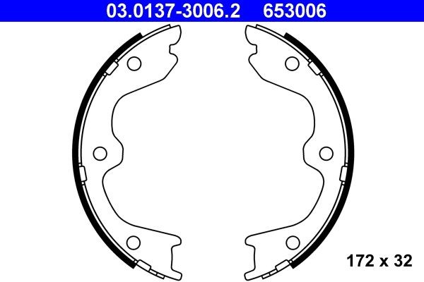 ATE Handbrake shoes Article number: 03.0137-3006.2 cheaply
