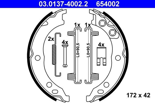 ATE Handbrake shoes Article number: 03.0137-4002.2 cheaply