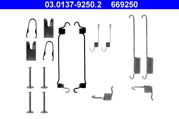 ATE 03.0137-9250.2 Tilbehørssæt, bremsebakker KA 1.0 i 52 HK Benzin 2008
