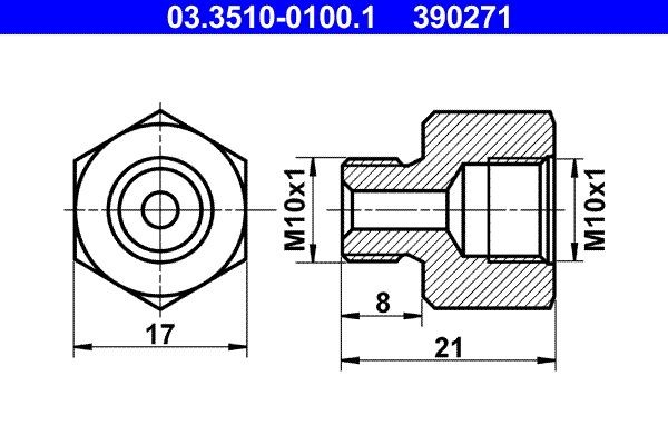 ATE Adapter, brake lines Article number: 03.3510-0100.1 cheaply