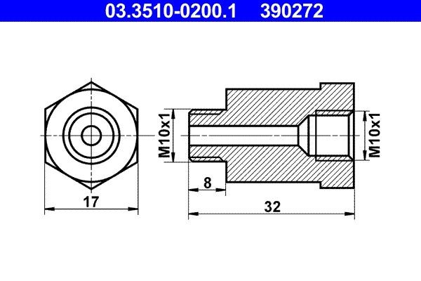 ATE Adapter, brake lines Article number: 03.3510-0200.1 cheaply