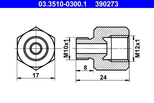 ATE Adapter, brake lines Article number: 03.3510-0300.1 cheaply