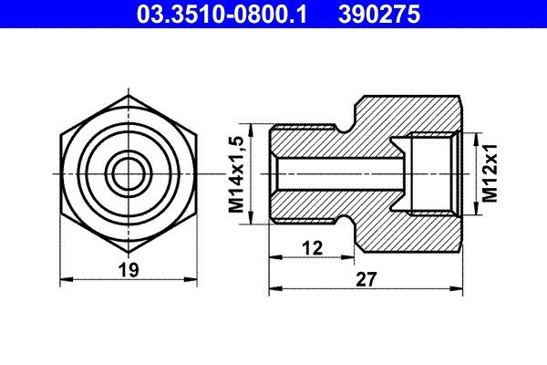 ATE Adapter, brake lines Article number: 03.3510-0800.1 cheaply