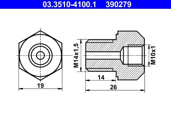 ATE Adapter, brake lines Article number: 03.3510-4100.1 cheaply