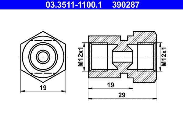 ATE Adapter, brake lines Article number: 03.3511-1100.1 cheaply