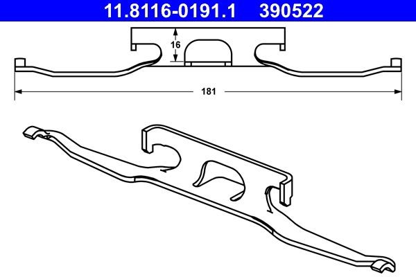 ATE Spring, brake caliper Article number: 11.8116-0191.1 cheaply