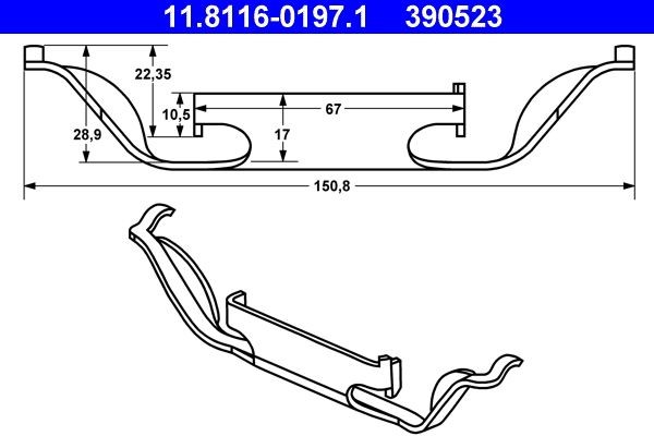 ATE Spring, brake caliper Article number: 11.8116-0197.1 cheaply