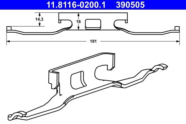 ATE Spring, brake caliper Article number: 11.8116-0200.1 cheaply