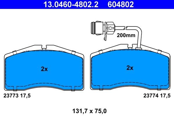ATE Brake pad set Article number: 13.0460-4802.2 cheaply