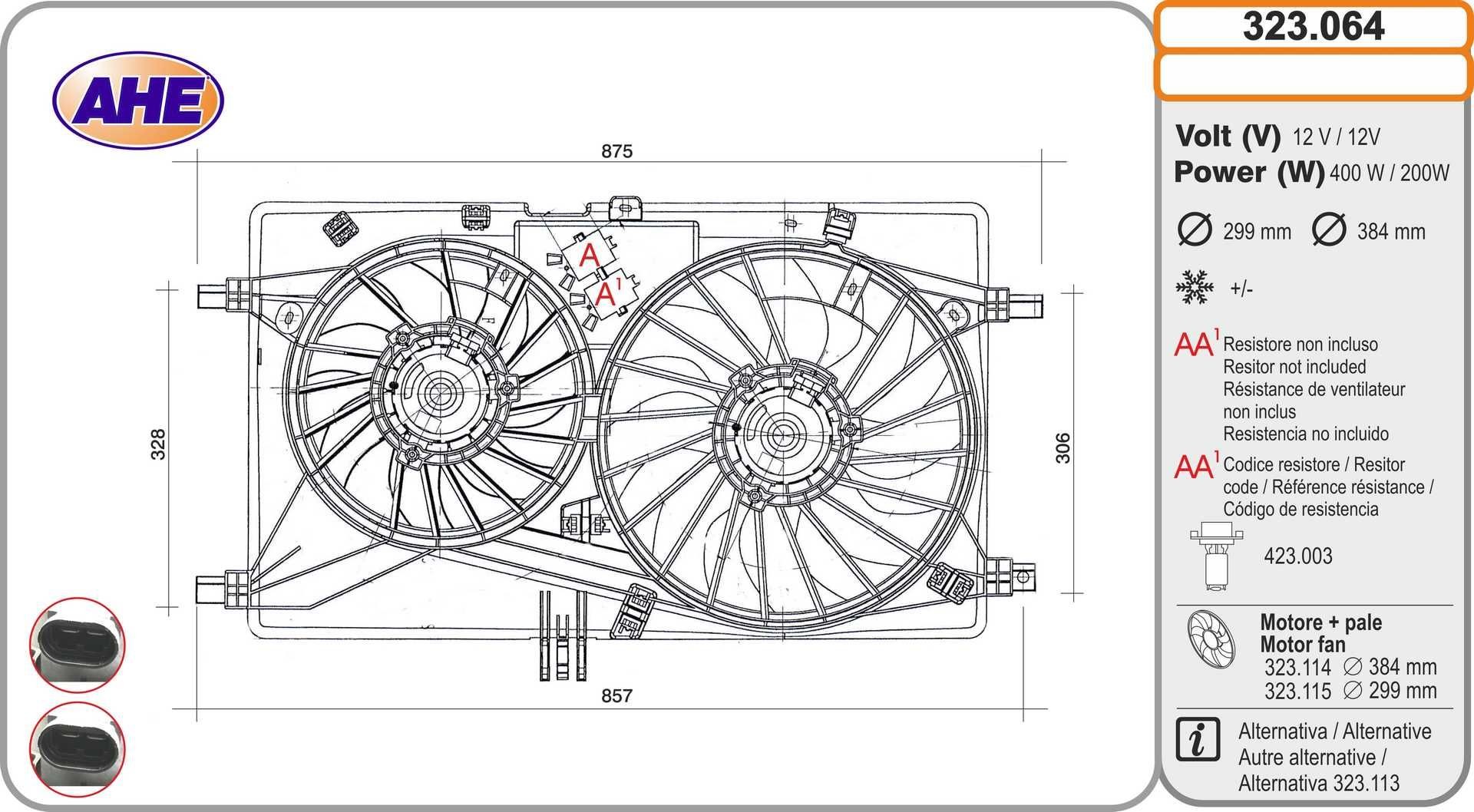 AHE Fan, radiator Article number: 323.064 cheaply