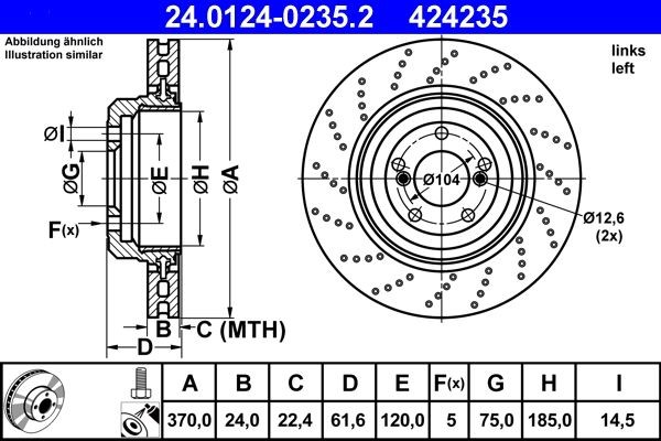 ATE Brake disc Article number: 24.0124-0235.2 cheaply