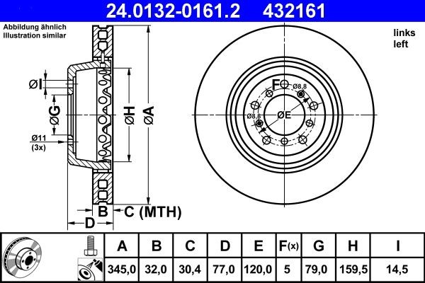 ATE Brake disc Article number: 24.0132-0161.2 cheaply