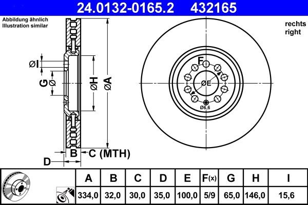 ATE Brake disc Article number: 24.0132-0165.2 cheaply