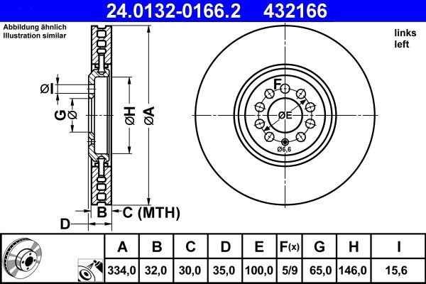 ATE Brake disc Article number: 24.0132-0166.2 cheaply