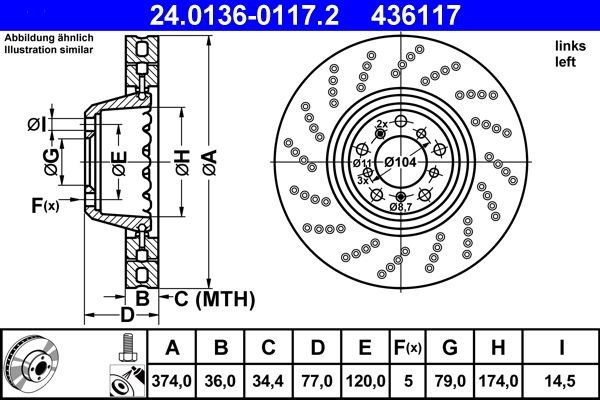 ATE Brake disc Article number: 24.0136-0117.2 cheaply