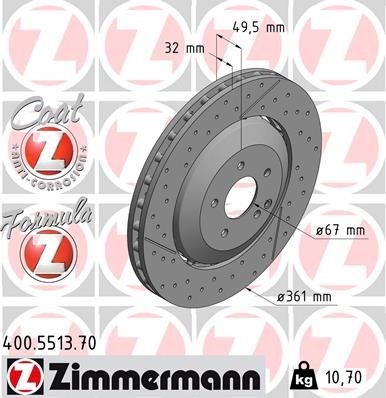 ZIMMERMANN Brake disc FORMULA Z COAT Z Article number: 400.5513.70 cheaply
