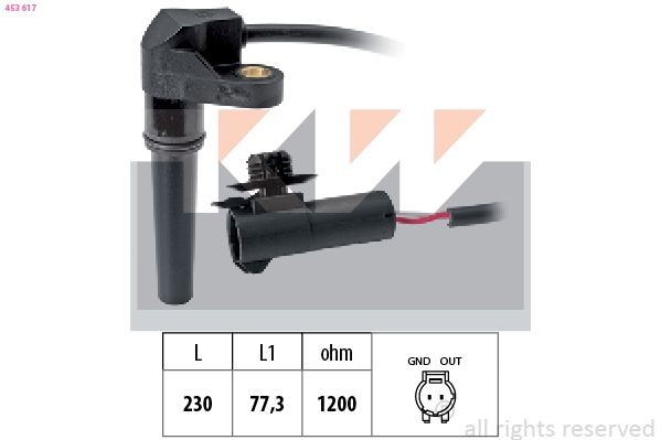 KW 453 617 RPM Sensor, automatic transmission SCÉNIC 1.6 (JA00) 110 PS Petrol 2003