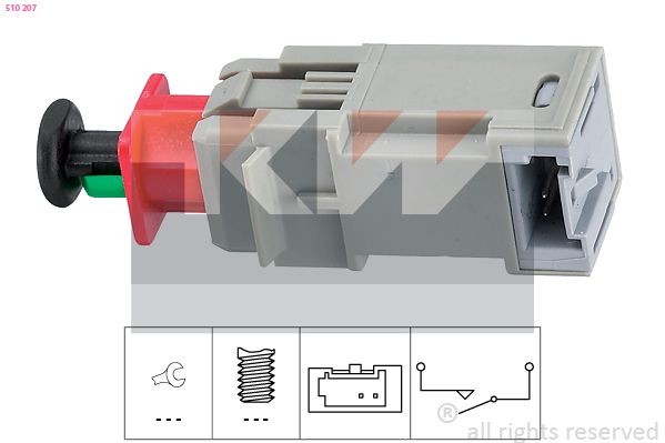 KW 510 207 Switch, clutch control (cruise control) CORSA 1.2 Twinport (F08, F68) 80 PS Petrol 2006
