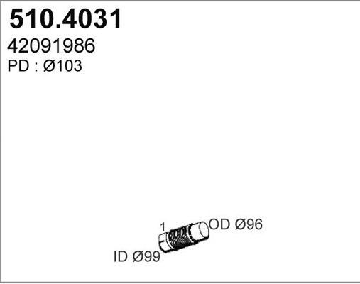 ASSO Flex Hose, exhaust system Article number: 510.4031 cheaply
