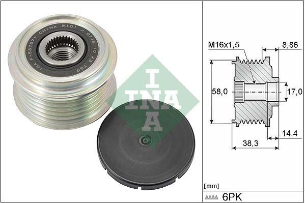 INA Alternator Freewheel Clutch Article number: 535 0296 10 cheaply