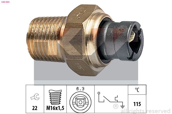 KW 540 000 Temperature Switch, coolant warning lamp PRISMA 1.5 (831AB) 75 PS Petrol 1992