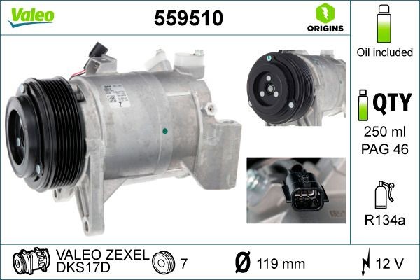 VALEO Air conditioning compressor Article number: 559510 cheaply