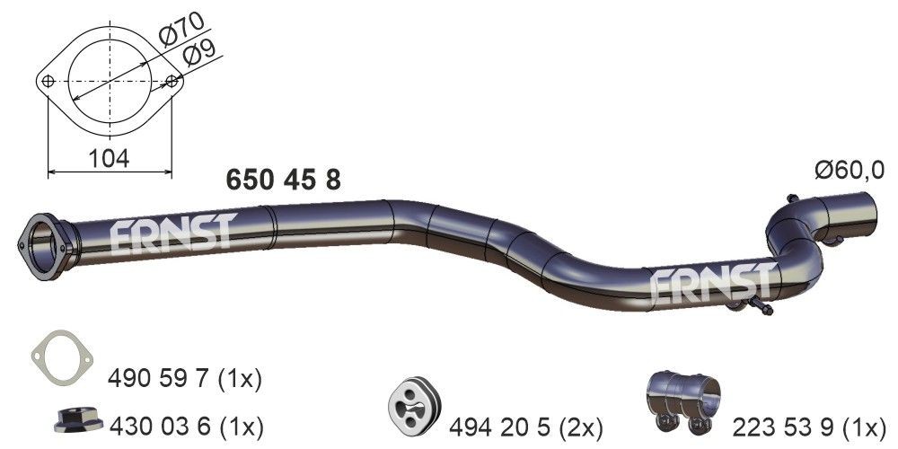 ERNST Exhaust Pipe Article number: 650458 cheaply