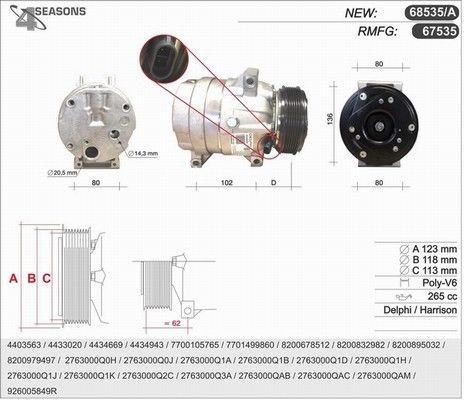 AHE Air conditioning compressor Article number: 68535/A cheaply