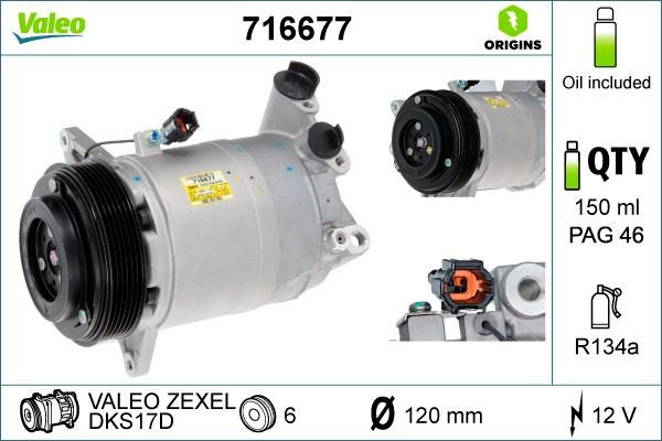VALEO Air conditioning compressor Article number: 716677 cheaply