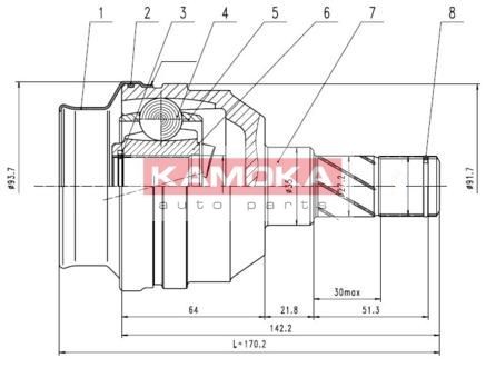 KAMOKA Joint kit, drive shaft Article number: 8715 cheaply