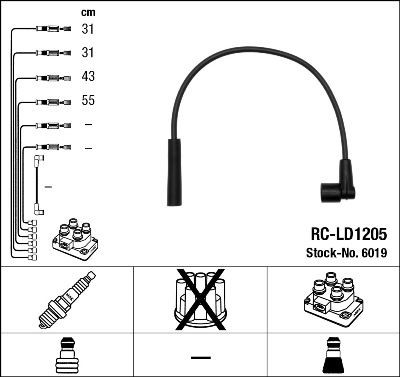 NGK Ignition Cable Kit Article number: 6019 cheaply