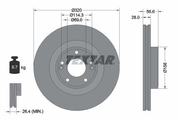 TEXTAR Brake disc Article number: 92272803 cheaply