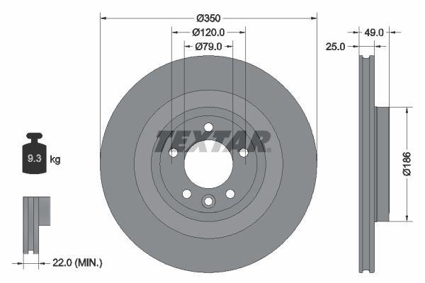 TEXTAR Brake disc Article number: 92278403 cheaply